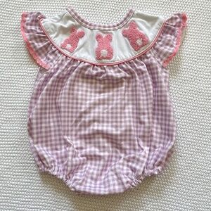 Abby & Evie Smock Neck Bunny Bubble Romper